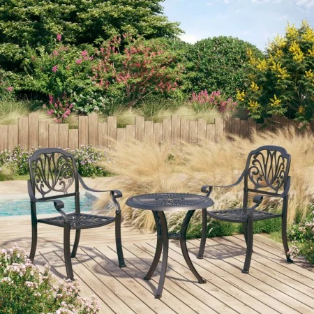 Bistro table and chairs 3 pieces black cast aluminum by , Garden sets - Ref: Foro24-3070566, Price: 453,88 €, Discount: %
