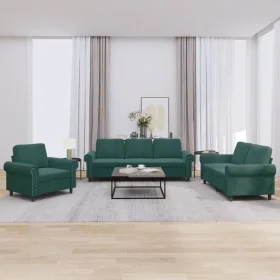 Juego de sofás con cojines 3 piezas terciopelo verde oscuro by , Sofas - Ref: Foro24-3202172, Price: 725,13 €, Discount: %