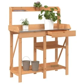 Blumentopf-Bank mit Regalen aus massiver brauner Fichtenholz von , Topfständer - Ref: Foro24-368432, Preis: 113,03 €, Rabatt: %