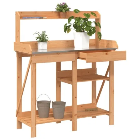 Banco para macetas con estantes madera maciza de abeto marrón by , Pot stands - Ref: Foro24-368432, Price: 113,03 €, Discount: %