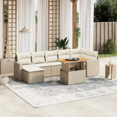 Juego de sofás de jardín con cojines beige 8 pzas ratán PE by , Garden sets - Ref: Foro24-3264733, Price: 517,19 €, Discount: %