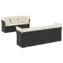 8-teiliges Gartensofa-Set und Kissen aus schwarzem Kunststoff-Rattan. von , Gartensets - Ref: Foro24-3249115, Preis: 487,38 €...