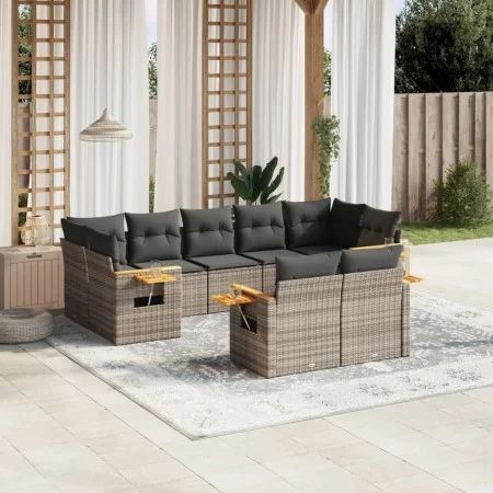 Gartenmöbel-Set 9-teilig mit grauen Polstern aus synthetischem Rattan von , Gartensets - Ref: Foro24-3227131, Preis: 547,79 €...