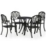 Mesa y sillas de bistró 5 piezas aluminio fundido negro de , Conjuntos de jardín - Ref: Foro24-3070599, Precio: 864,93 €, Des...