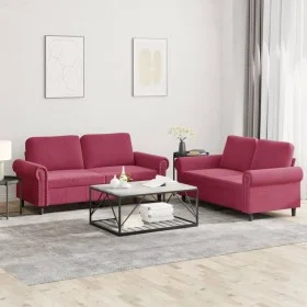 Sofa set with cushions 2 pieces red velvet by , Sofas - Ref: Foro24-3202214, Price: 531,14 €, Discount: %