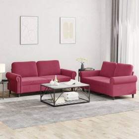 Sofagarnitur mit Kissen 2-teilig aus rotem Samt von , Sofas - Ref: Foro24-3202214, Preis: 541,33 €, Rabatt: %