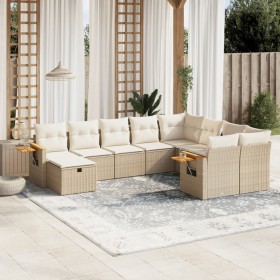 Garden sofa set with beige cushions 10 pieces synthetic rattan by , Garden sets - Ref: Foro24-3227157, Price: 673,51 €, Disco...