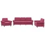 Three-piece velvet sofa set with red wine cushions by , Sofas - Ref: Foro24-3202174, Price: 706,36 €, Discount: %