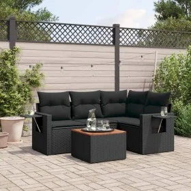 5-teiliges Gartenmöbel-Set und Kissen aus synthetischem Rattan schwarz von , Gartensets - Ref: Foro24-3256874, Preis: 367,25 ...