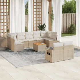 Gartensofa-Set mit beigen Kissen, 10-teilig, synthetisches Rattan von , Gartensets - Ref: Foro24-3257045, Preis: 714,95 €, Ra...