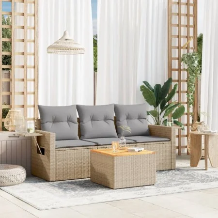 Set Gartensofas mit beigen Kissen Mix 4 Stück PE Rattan von , Gartensets - Ref: Foro24-3256766, Preis: 276,84 €, Rabatt: %