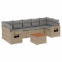 Garden sofa set with beige mixed cushions, 8 pieces, PE rattan. by , Garden sets - Ref: Foro24-3256808, Price: 528,12 €, Disc...