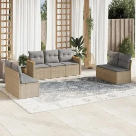 Set of 7-piece garden sofas and beige synthetic rattan cushions by , Garden sets - Ref: Foro24-3258279, Price: 420,14 €, Disc...