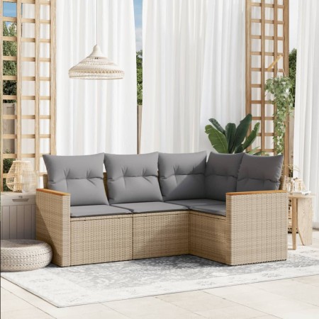 Set Gartensofas mit Kissen 4 Stück synthetisches Rattan beige von , Gartensets - Ref: Foro24-3258335, Preis: 298,48 €, Rabatt: %