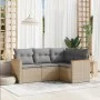 Garden sofa set with 4-piece synthetic rattan beige cushions by , Garden sets - Ref: Foro24-3258335, Price: 289,96 €, Discoun...