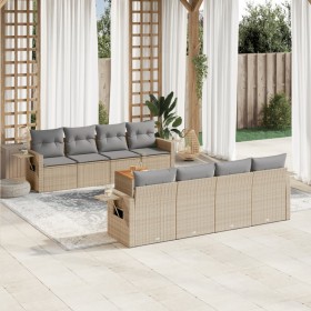 Garden sofa set with beige mixed cushions, 9 pieces, PE rattan. by , Garden sets - Ref: Foro24-3256815, Price: 621,99 €, Disc...