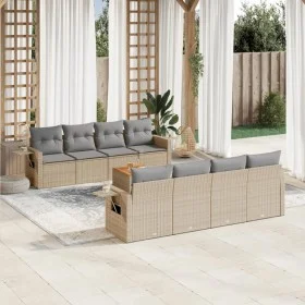 Garden sofa set with beige mixed cushions, 9 pieces, PE rattan. by , Garden sets - Ref: Foro24-3256815, Price: 612,36 €, Disc...