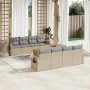Garden sofa set with beige mixed cushions, 9 pieces, PE rattan. by , Garden sets - Ref: Foro24-3256815, Price: 612,36 €, Disc...