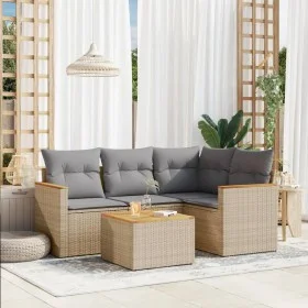 Gartensofa-Set mit Kissen, 5-teilig, beiges synthetisches Rattan von , Gartensets - Ref: Foro24-3258342, Preis: 332,25 €, Rab...