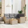Garden sofa set with cushions 5 pieces beige synthetic rattan by , Garden sets - Ref: Foro24-3258342, Price: 332,25 €, Discou...