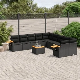 11-piece garden sofa set and black synthetic rattan cushions by , Garden sets - Ref: Foro24-3227196, Price: 721,33 €, Discoun...