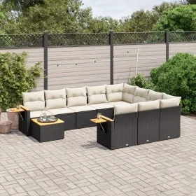 Set de sofás de jardín 11 pzas y cojines ratán sintético negro de , Conjuntos de jardín - Ref: Foro24-3227204, Precio: 651,39...