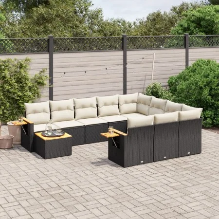 11-piece garden sofa set and black synthetic rattan cushions by , Garden sets - Ref: Foro24-3227204, Price: 651,39 €, Discoun...