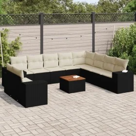 Set de sofás de jardín 11 pzas y cojines ratán sintético negro by , Garden sets - Ref: Foro24-3225517, Price: 697,43 €, Disco...