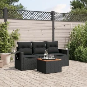 Juego de sofás jardín 4 pzas con cojines ratán sintético negro by , Garden sets - Ref: Foro24-3256762, Price: 293,36 €, Disco...