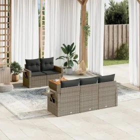 Set de muebles de jardín 6 pzas y cojines ratán sintético gris by , Garden sets - Ref: Foro24-3256781, Price: 415,41 €, Disco...
