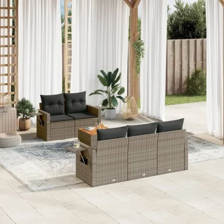 Gartenmöbel-Set, 6-teilig, mit grauen Polstern aus synthetischem Rattan. von , Gartensets - Ref: Foro24-3256781, Preis: 415,4...