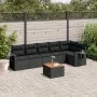 Set de comedor de jardín 7 pzas y cojines ratán sintético negro by , Garden sets - Ref: Foro24-3256902, Price: 467,92 €, Disc...