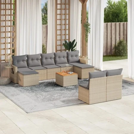 Garden sofa set with beige cushions 10 pieces synthetic rattan by , Garden sets - Ref: Foro24-3257095, Price: 580,78 €, Disco...