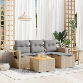 Gartensofa-Set mit beigen Kissen, 5-teilig, aus PE-Rattan-Mischung. von , Gartensets - Ref: Foro24-3256864, Preis: 328,18 €, ...