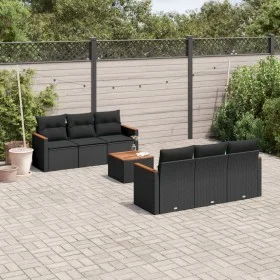 Garten-Essgruppe 7-teilig mit schwarzen Polstern aus synthetischem Rattan von , Gartensets - Ref: Foro24-3258191, Preis: 487,...