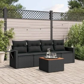 Set de muebles de jardín 5 pzas y cojines ratán sintético negro by , Garden sets - Ref: Foro24-3256769, Price: 344,26 €, Disc...
