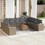 Gartensofa-Set 11-teilig mit beigen Polstern aus synthetischem Rattan von , Gartensets - Ref: Foro24-3225520, Preis: 714,67 €...