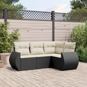 Gartensitzgruppe 4-teilig mit schwarzen Polstern aus synthetischem Rattan von , Gartensets - Ref: Foro24-3221305, Preis: 298,...