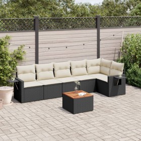Garten-Essgruppe 7-teilig mit schwarzen Polstern aus synthetischem Rattan von , Modulare Sofas für den Außenbereich - Ref: Fo...