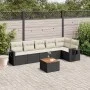 Set de comedor de jardín 7 pzas y cojines ratán sintético negro de , Sofás modulares de exterior - Ref: Foro24-3224572, Preci...