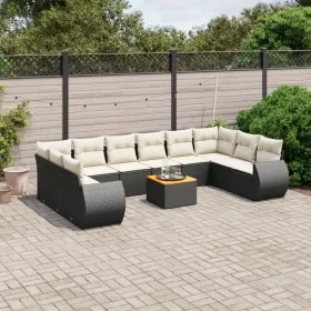 Set de sofás de jardín 11 pzas y cojines ratán sintético negro by , Garden sets - Ref: Foro24-3225174, Price: 662,83 €, Disco...