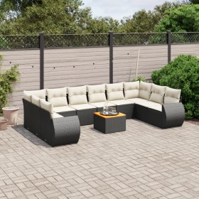Set de sofás de jardín 11 pzas y cojines ratán sintético negro by , Garden sets - Ref: Foro24-3225174, Price: 607,61 €, Disco...