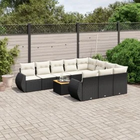 Set de sofás de jardín 11 pzas y cojines ratán sintético negro by , Garden sets - Ref: Foro24-3225181, Price: 662,83 €, Disco...