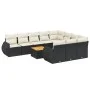 Gartensofagarnitur 11-teilig mit schwarzen Kissen aus synthetischem Rattan von , Gartensets - Ref: Foro24-3225181, Preis: 662...