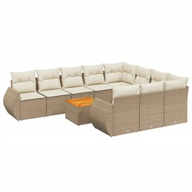 Set de sofás de jardín 11pzas con cojines ratán sintético beige by , Garden sets - Ref: Foro24-3225183, Price: 721,58 €, Disc...