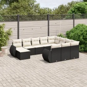 Set de sofás de jardín 11 pzas y cojines ratán sintético negro by , Garden sets - Ref: Foro24-3225188, Price: 662,83 €, Disco...