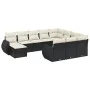 Gartensofagarnitur 11-teilig mit schwarzen Kissen aus synthetischem Rattan von , Gartensets - Ref: Foro24-3225188, Preis: 662...