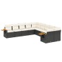 Set de sofás de jardín 10 pzas cojines ratán sintético negro by , Garden sets - Ref: Foro24-3227190, Price: 576,86 €, Discoun...