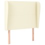 Cabecero con orejas cuero sintético color crema 93x23x118/128cm