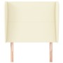 Cabecero con orejas cuero sintético color crema 93x23x118/128cm